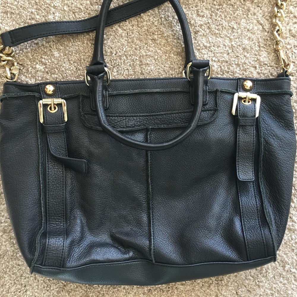 Steven by Steve Madden Black Leather Tote Purse